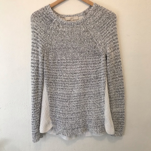 LOFT cozy grey and white sweater - Picture 1 of 4